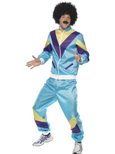 Smiffy's Smiffys 80s Height of Fashion Shell Suit Costume Disfraz de chándal al colmo de la Moda de los 80 con Chaqueta y Pantalones, Multicolor, L 39298L