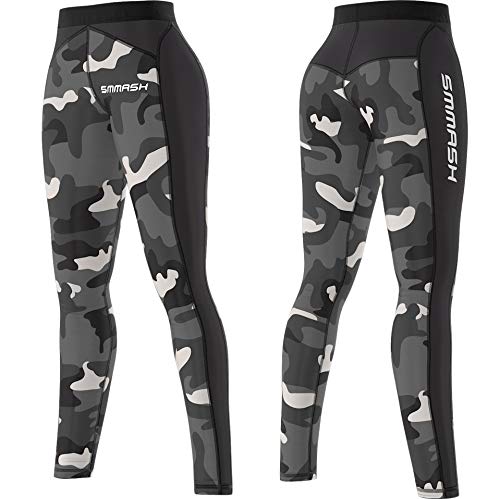 SMMASH Camo Deportivos Leggins Largos Mujer, Mallas Deporte Mujer, Yoga, Fitness, Crossfit, Correr, Material Transpirable y Antibacteriano, (S)