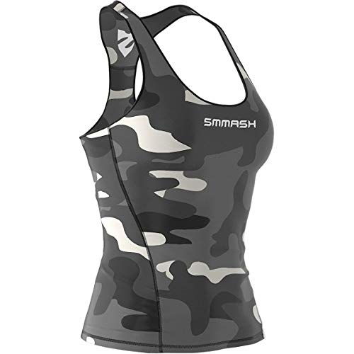 SMMASH Camo Sport Top Tank para Mujer, Camiseta de Tirantes Deportivas, Camiseta sin Manga para Fitness, Yoga, Formación, Material Transpirable y Antibacteriano, (S)