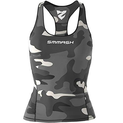 SMMASH Camo Sport Top Tank para Mujer, Camiseta de Tirantes Deportivas, Camiseta sin Manga para Fitness, Yoga, Formación, Material Transpirable y Antibacteriano, (S)