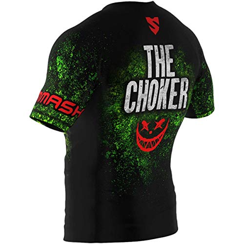 SMMASH Choker Rashguard Hombre Manga Corta, Camisetas Hombre para MMA, Artes Marciales, Krav Maga, BJJ, K1, Karate, Material Transpirable y Antibacteriano, (L)