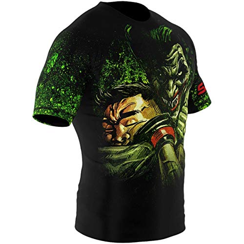 SMMASH Choker Rashguard Hombre Manga Corta, Camisetas Hombre para MMA, Artes Marciales, Krav Maga, BJJ, K1, Karate, Material Transpirable y Antibacteriano, (L)