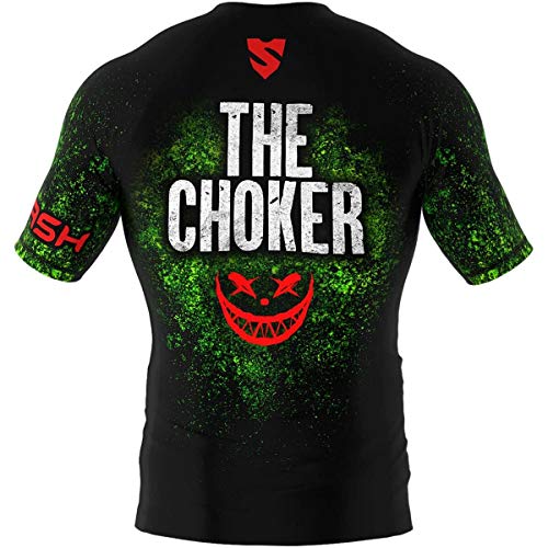 SMMASH Choker Rashguard Hombre Manga Corta, Camisetas Hombre para MMA, Artes Marciales, Krav Maga, BJJ, K1, Karate, Material Transpirable y Antibacteriano, (L)