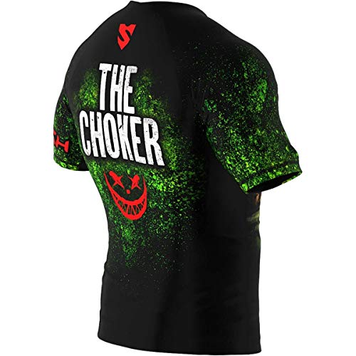 SMMASH Choker Rashguard Hombre Manga Corta, Camisetas Hombre para MMA, Artes Marciales, Krav Maga, BJJ, K1, Karate, Material Transpirable y Antibacteriano, (L)