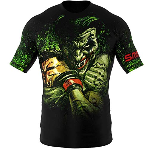 SMMASH Choker Rashguard Hombre Manga Corta, Camisetas Hombre para MMA, Artes Marciales, Krav Maga, BJJ, K1, Karate, Material Transpirable y Antibacteriano, (L)