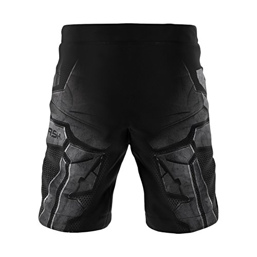 SMMASH Dark Knight Deporte Profesionalmente Pantalones Cortos MMA para Hombre, Shorts MMA, BJJ, Grappling, Krav Maga, Material Transpirable y Antibacteriano, (L)