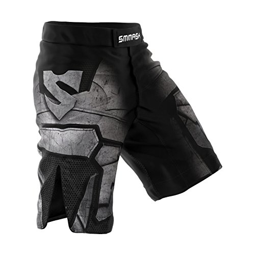 SMMASH Dark Knight Deporte Profesionalmente Pantalones Cortos MMA para Hombre, Shorts MMA, BJJ, Grappling, Krav Maga, Material Transpirable y Antibacteriano, (L)