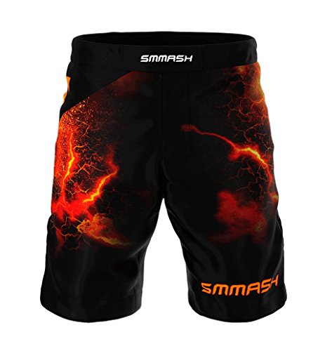 SMMASH Diablo Deporte Profesionalmente Pantalones Cortos MMA para Hombre, Shorts MMA, BJJ, Grappling, Krav Maga, Material Transpirable y Antibacteriano, (S)