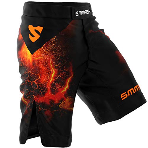 SMMASH Diablo Deporte Profesionalmente Pantalones Cortos MMA para Hombre, Shorts MMA, BJJ, Grappling, Krav Maga, Material Transpirable y Antibacteriano, (S)