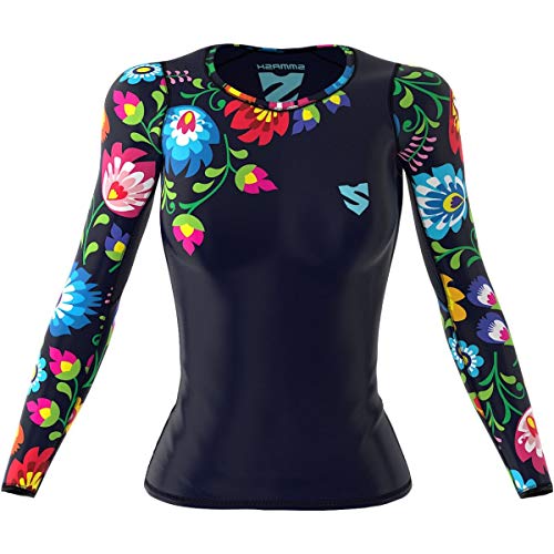 SMMASH Folk Womens Long Sleeve Compression Tops, Breathable and Light, Functional Thermal Shirt for Crossfit, Fitness, Yoga, Gym, Running, Sport Long Sleeved, Antibacterial Material… (S)