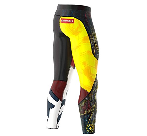 SMMASH Graffiti Deportivo Largo Leggins Hombre, Pantalones Largo Deporte Dombre por un Gimnasio de Yoga Corrientes, Material Transpirable y Antibacteriano, (M)