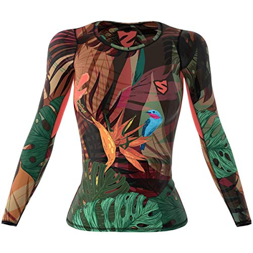SMMASH Jungle Fever Womens Long Sleeve Compression Tops, Breathable and Light, Functional Thermal Shirt for Crossfit, Fitness, Yoga, Gym, Running, Sport Long Sleeved, Antibacterial Material… (S)