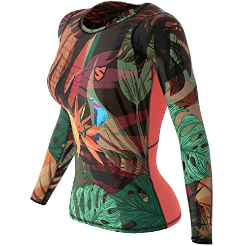 SMMASH Jungle Fever Womens Long Sleeve Compression Tops, Breathable and Light, Functional Thermal Shirt for Crossfit, Fitness, Yoga, Gym, Running, Sport Long Sleeved, Antibacterial Material… (S)