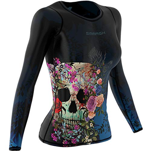 SMMASH Muerte Womens Long Sleeve Compression Tops, Breathable and Light, Functional Thermal Shirt for Crossfit, Fitness, Yoga, Gym, Running, Sport Long Sleeved, Antibacterial Material… (S)