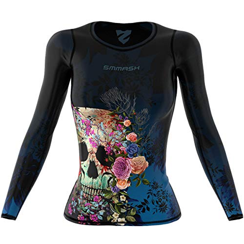 SMMASH Muerte Womens Long Sleeve Compression Tops, Breathable and Light, Functional Thermal Shirt for Crossfit, Fitness, Yoga, Gym, Running, Sport Long Sleeved, Antibacterial Material… (S)