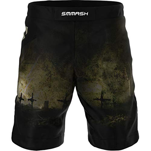 SMMASH Night Shift Deporte Profesionalmente Pantalones Cortos MMA para Hombre, Shorts MMA, BJJ, Grappling, Krav Maga, Material Transpirable y Antibacteriano, (L)