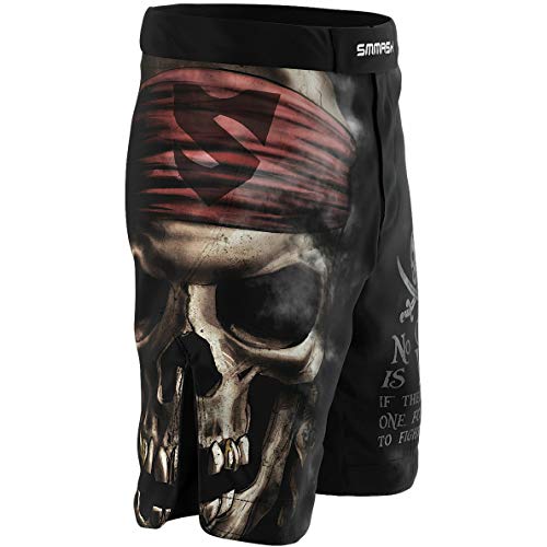 SMMASH Pirates of MMA Deporte Profesionalmente Pantalones Cortos MMA para Hombre, Shorts MMA, BJJ, Grappling, Krav Maga, Material Transpirable y Antibacteriano, (M)