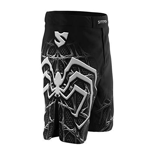 SMMASH Venom Deporte Profesionalmente Pantalones Cortos MMA para Hombre, Shorts MMA, BJJ, Grappling, Krav Maga, Material Transpirable y Antibacteriano, (S)