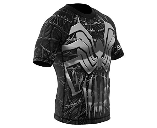 SMMASH Venomour Rashguard Hombre Manga Corta, Camisetas Hombre para MMA, Artes Marciales, Krav Maga, BJJ, K1, Karate, Material Transpirable y Antibacteriano