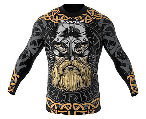 SMMASH Viking Rashguard Hombre Manga Larga, Camisetas Hombre para MMA, Artes Marciales, Krav Maga, BJJ, K1, Karate, Material Transpirable y Antibacteriano, (S)