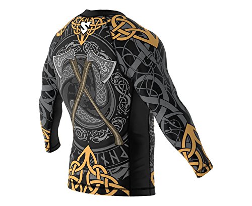 SMMASH Viking Rashguard Hombre Manga Larga, Camisetas Hombre para MMA, Artes Marciales, Krav Maga, BJJ, K1, Karate, Material Transpirable y Antibacteriano, (L)