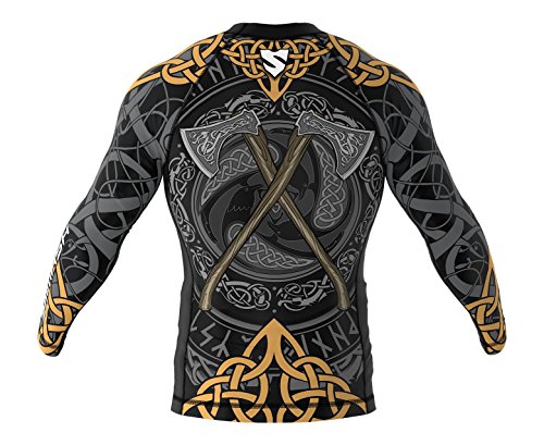 SMMASH Viking Rashguard Hombre Manga Larga, Camisetas Hombre para MMA, Artes Marciales, Krav Maga, BJJ, K1, Karate, Material Transpirable y Antibacteriano, (L)