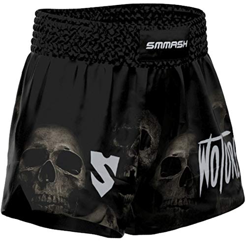 SMMASH Wotore Spirit Profesionalmente Pantalones Cortos de Muay Thai Hombre, de Boxeo, Artes Marciales, BJJ, Grappling, Krav Maga, Material Transpirable y Antibacteriano, (XL)