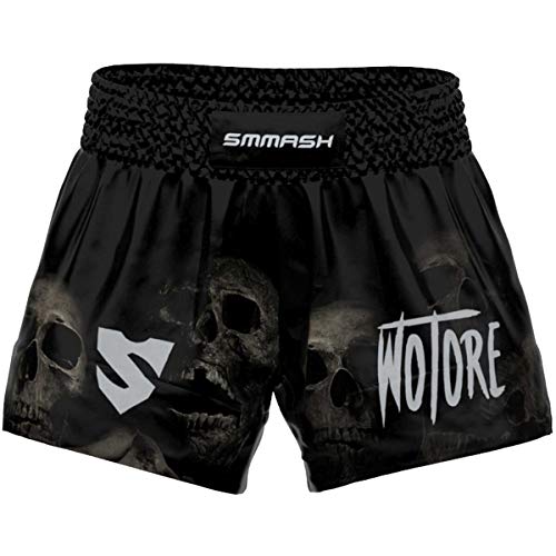 SMMASH Wotore Spirit Profesionalmente Pantalones Cortos de Muay Thai Hombre, de Boxeo, Artes Marciales, BJJ, Grappling, Krav Maga, Material Transpirable y Antibacteriano, (XL)