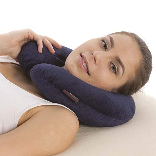 Smoothy Almohada cervical de viaje con funda de forro polar y microperlas