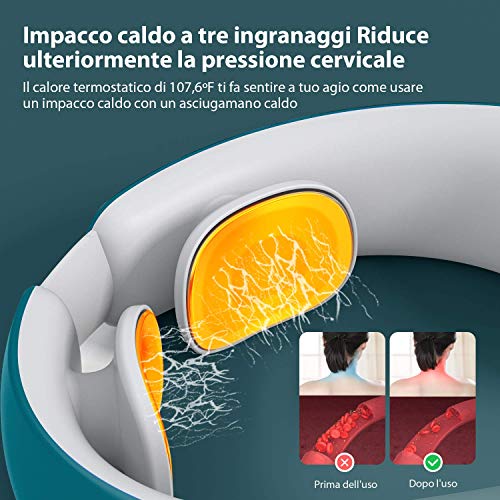 SMTALY Masajeador cervical masajeador de cuello, alivia el dolor en los músculos del cuello, función de calentamiento, regalo perfecto