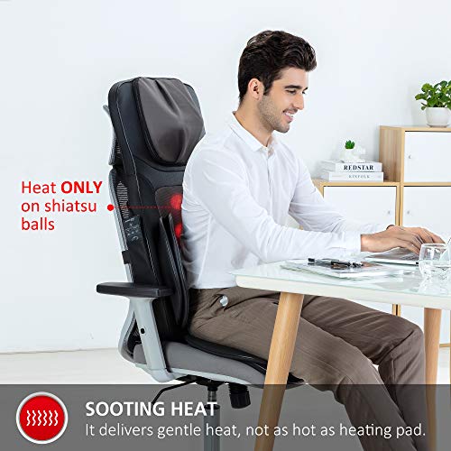 Snailax Cojín de Masaje de Cuerpo Complete - Masajeador de cuello y espalda Shiatsu con compresor de calor y aire, Asiento de masaje de amasamiento, masajeador de Shiatsu para aliviar la fatiga Snailax Cojín de Masaje de Cuerpo Complete - Masajeador de cuello y espalda Shiatsu con compresor de calor y aire, Asiento de masaje de amasamiento, masajeador de Shiatsu para aliviar la fatiga