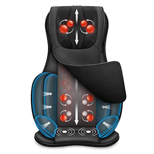 Snailax Cojín de Masaje de Cuerpo Complete - Masajeador de cuello y espalda Shiatsu con compresor de calor y aire, Asiento de masaje de amasamiento, masajeador de Shiatsu para aliviar la fatiga Snailax Cojín de Masaje de Cuerpo Complete - Masajeador de cuello y espalda Shiatsu con compresor de calor y aire, Asiento de masaje de amasamiento, masajeador de Shiatsu para aliviar la fatiga