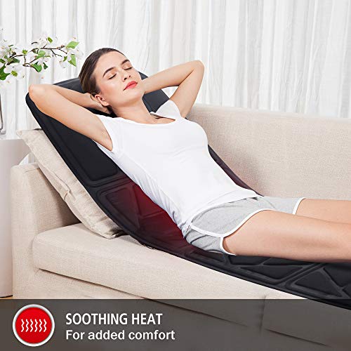 Snailax Colchón de masaje calefactado - 10 motores Cojín de colchón de masaje vibrante con 2 almohadillas térmicas para todo el cuerpo, masaje con calor, relajación muscular SL391S