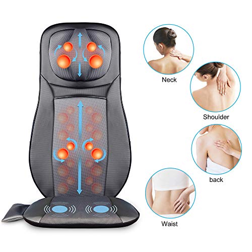 SNAILAX Silla de masaje Cojín de masaje de espalda Shiatsu con función de calor - Asiento de masaje para masaje de cuello y espalda para la oficina en el hogar SL233-ES SNAILAX Silla de masaje Cojín de masaje de espalda Shiatsu con función de calor - Asiento de masaje para masaje de cuello y espalda para la oficina en el hogar SL233-ES