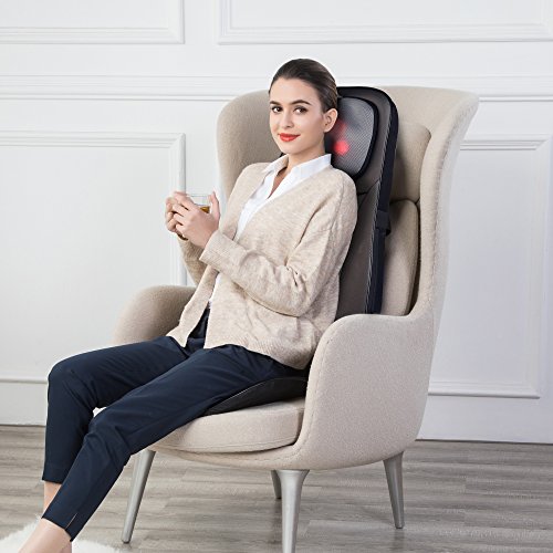 SNAILAX Silla de masaje Cojín de masaje de espalda Shiatsu con función de calor - Asiento de masaje para masaje de cuello y espalda para la oficina en el hogar SL233-ES SNAILAX Silla de masaje Cojín de masaje de espalda Shiatsu con función de calor - Asiento de masaje para masaje de cuello y espalda para la oficina en el hogar SL233-ES