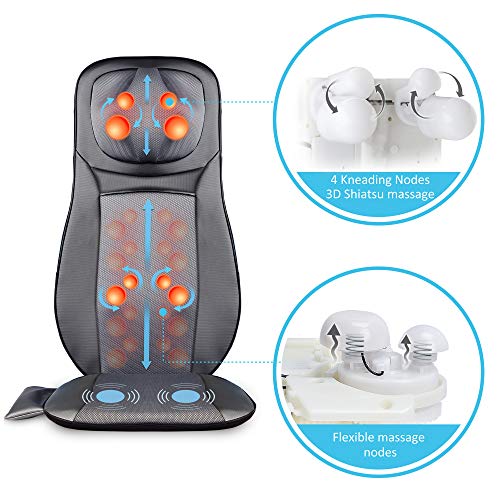 SNAILAX Silla de masaje Cojín de masaje de espalda Shiatsu con función de calor - Asiento de masaje para masaje de cuello y espalda para la oficina en el hogar SL233-ES SNAILAX Silla de masaje Cojín de masaje de espalda Shiatsu con función de calor - Asiento de masaje para masaje de cuello y espalda para la oficina en el hogar SL233-ES