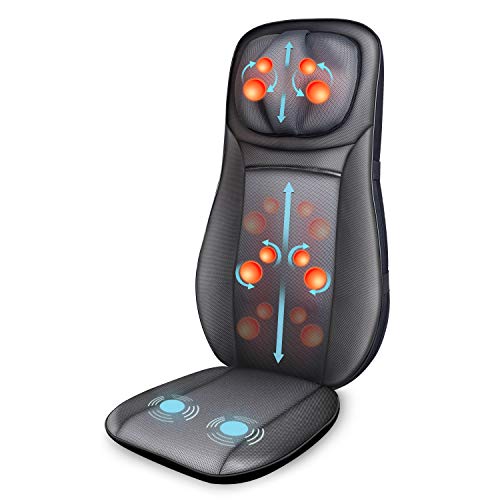 SNAILAX Silla de masaje Cojín de masaje de espalda Shiatsu con función de calor - Asiento de masaje para masaje de cuello y espalda para la oficina en el hogar SL233-ES SNAILAX Silla de masaje Cojín de masaje de espalda Shiatsu con función de calor - Asiento de masaje para masaje de cuello y espalda para la oficina en el hogar SL233-ES