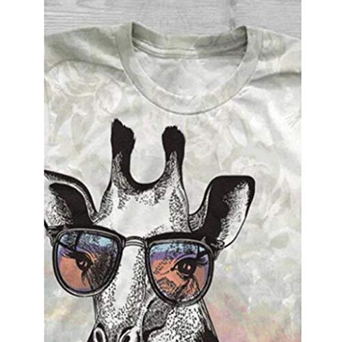 Snakell Camiseta de Mujer Manga Corta Gato Impresión Blusa Camisa Cuello Redondo Basica Camiseta Suelto Tops Casual Fiesta T-Shirt Original tee Mujer Camiseta Estampado 3D Top Camisa