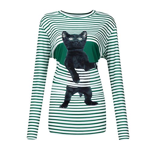 Snakell Sudadera con Estampado de Gatos Linda para Mujer Camiseta gráfica Tops de Manga Larga Blusa Pullover, Blusa de Mujer, Mujer Casual Camiseta de Manga Larga para Mujer