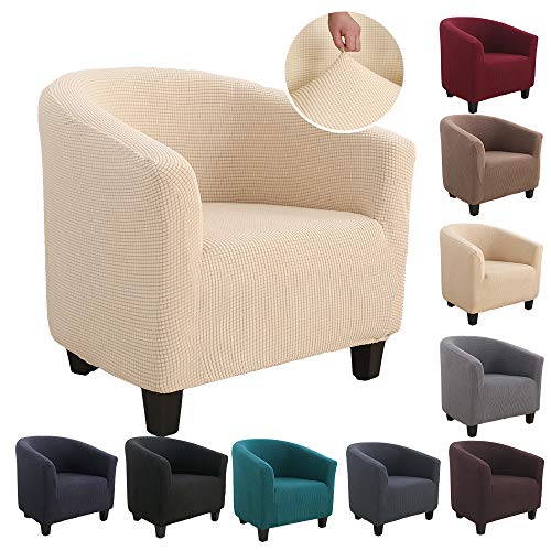 Snewvie Funda de Sillón Tub Chair Elástica Jacquard de Poliéster y Moderna Cubre Sofa Funda de Sofá Individual Sofá Sala de Estar