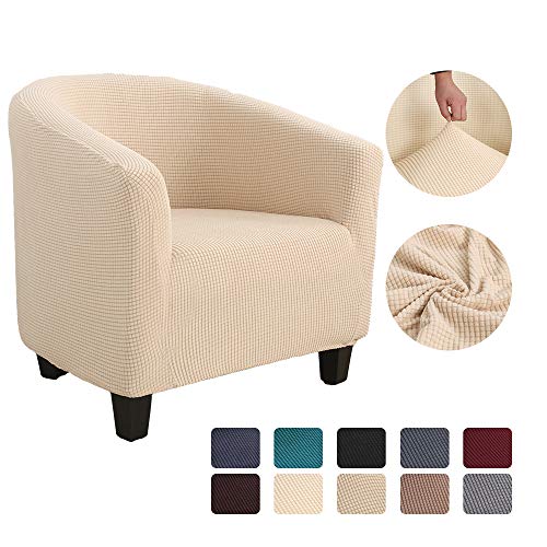 Snewvie Funda de Sillón Tub Chair Elástica Jacquard de Poliéster y Moderna Cubre Sofa Funda de Sofá Individual Sofá Sala de Estar