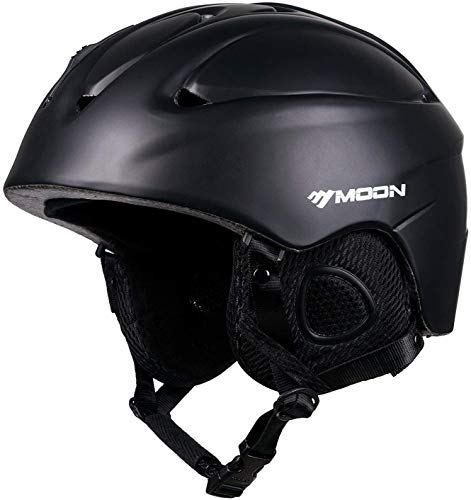 SNFHL Casco de Esquí de Invierno, Casco Ligero Unisex para Nieve, Snowboard Cálido y Resistente al Viento, Matt Black-M