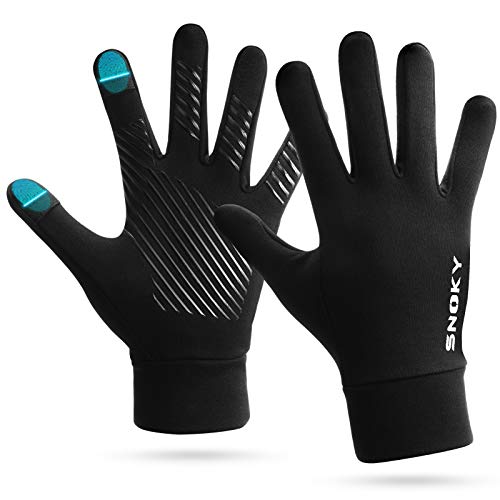 Snoky Guantes Running Pantalla Táctil Guantes Invierno Ciclismo Bicicleta Montar Conducción Senderismo Entrenamiento Delgado Deportes Térmicos Guantes Negros de Forros Manoplas para Hombres Mujeres M