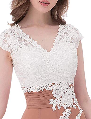 Snow Lotus Vestido de noche para mujer con botones de encaje para madre de la novia, con mangas de gorra, vestido de noche Snow Lotus Vestido de noche para mujer con botones de encaje para madre de la novia, con mangas de gorra, vestido de noche