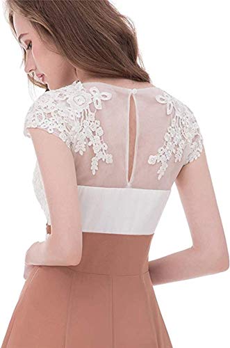 Snow Lotus Vestido de noche para mujer con botones de encaje para madre de la novia, con mangas de gorra, vestido de noche Snow Lotus Vestido de noche para mujer con botones de encaje para madre de la novia, con mangas de gorra, vestido de noche
