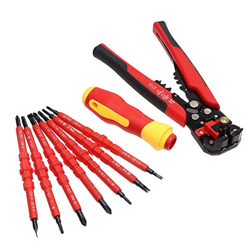 SNOWINSPRING Juego de Herramientas de Mano Kit de Bolígrafo de Electricista de Aislamiento Avanzado Juego de Destornilladores Pelacables Automático Alicates para Prensar Tubos SNOWINSPRING Juego de Herramientas de Mano Kit de Bolígrafo de Electricista de Aislamiento Avanzado Juego de Destornilladores Pelacables Automático Alicates para Prensar Tubos
