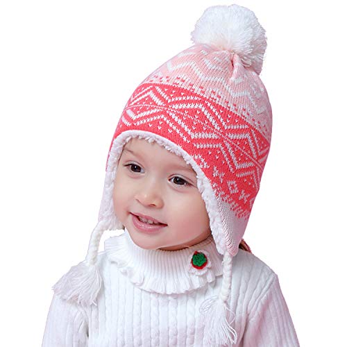 Snyemio Conjunto Niña Sombrero y Bufanda Otoño Invierno Gorro Felpa Calentar de Punto Bebe a Prueba de Viento 1-8 años