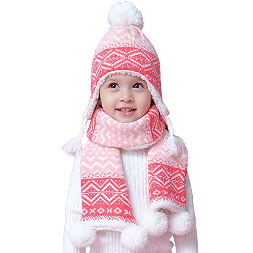 Snyemio Conjunto Niña Sombrero y Bufanda Otoño Invierno Gorro Felpa Calentar de Punto Bebe a Prueba de Viento 1-8 años Snyemio Conjunto Niña Sombrero y Bufanda Otoño Invierno Gorro Felpa Calentar de Punto Bebe a Prueba de Viento 1-8 años