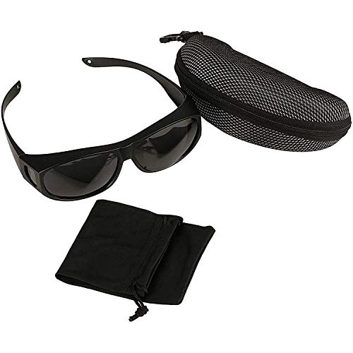 Sobre Gafas de Sol - Negro Plástico Sobre Las Gafas con Lentes Polarizadas - Anti Reflejante UV Gafas con Paño de Limpieza e Caso para Hombre y Mujer Sobre Gafas de Sol - Negro Plástico Sobre Las Gafas con Lentes Polarizadas - Anti Reflejante UV Gafas con Paño de Limpieza e Caso para Hombre y Mujer