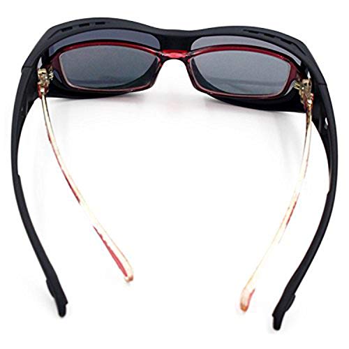 Sobre Gafas de Sol - Negro Plástico Sobre Las Gafas con Lentes Polarizadas - Anti Reflejante UV Gafas con Paño de Limpieza e Caso para Hombre y Mujer